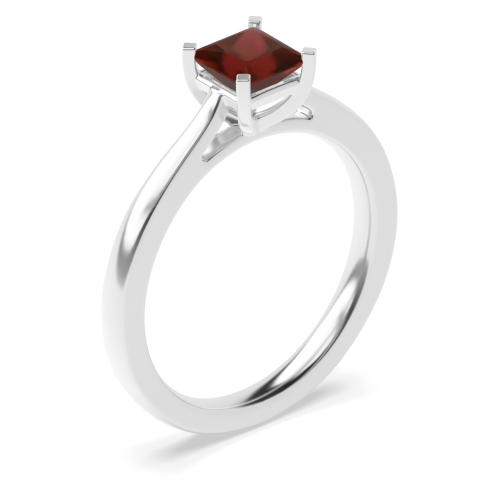 4 Prong Princess Square claws tappered shoulder Garnet Engagement Rings