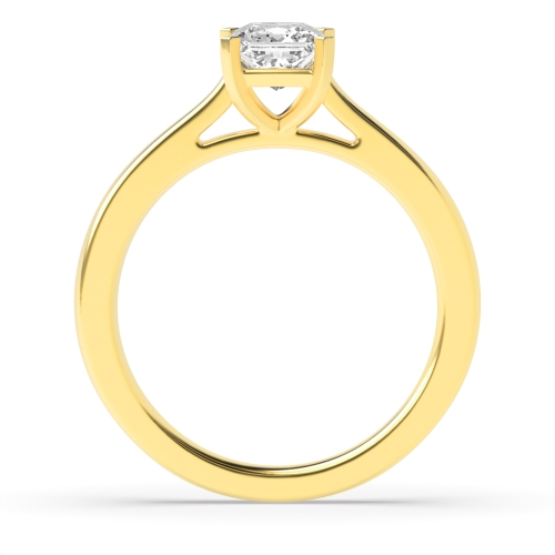 4 Prong Princess Yellow Gold Square claws tappered shoulder Engagement Rings