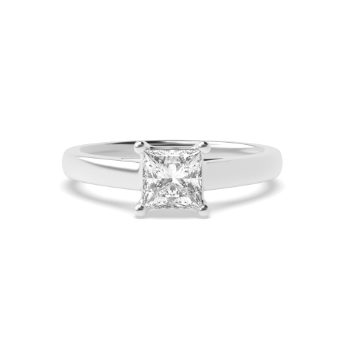 4 Prong Princess Basket Straight Shoulder Lab Grown Diamond Solitaire Engagement Ring