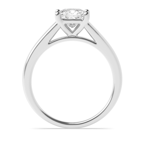 4 Prong Princess Basket Straight Shoulder Solitaire Engagement Ring