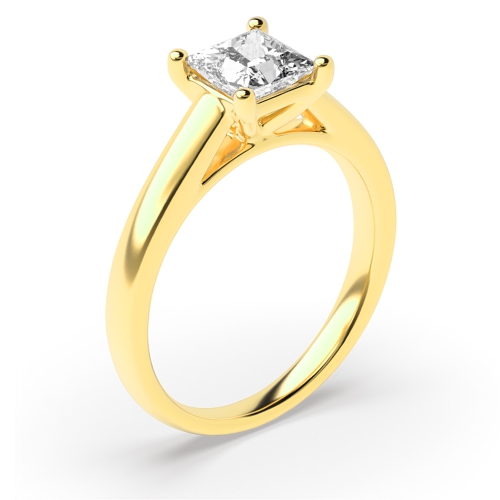 4 Prong Princess Yellow Gold Solitaire Engagement Ring