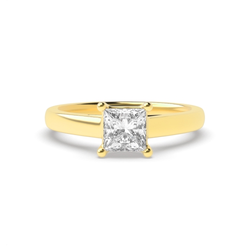 4 Prong Princess Yellow Gold Solitaire Engagement Ring