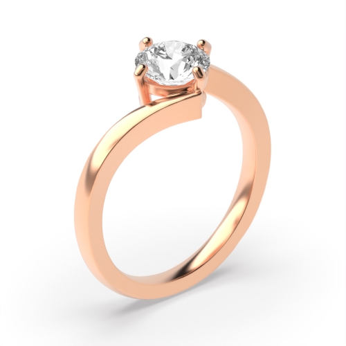 Round Solitaire Diamond Engagement Rings In Rose / Yellow / White Gold Prong Set