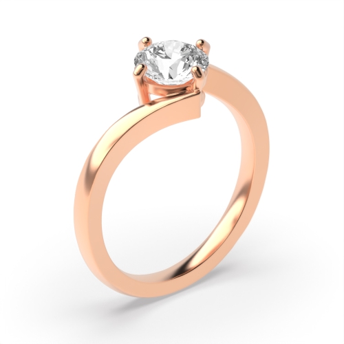 4 Prong Round Rose Gold Twist setting Engagement Rings