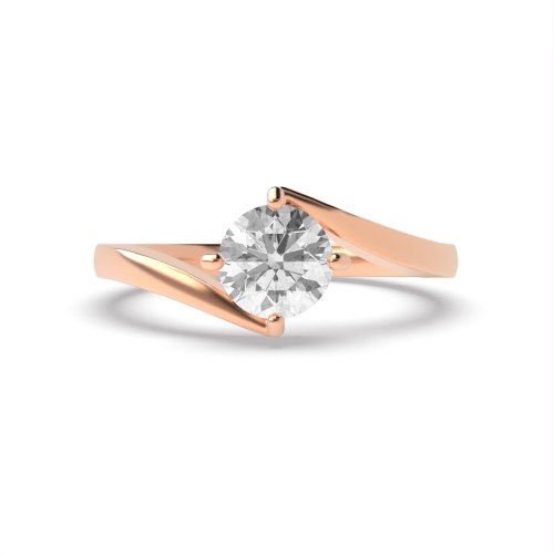 4 Prong Round Rose Gold Twist setting Engagement Rings