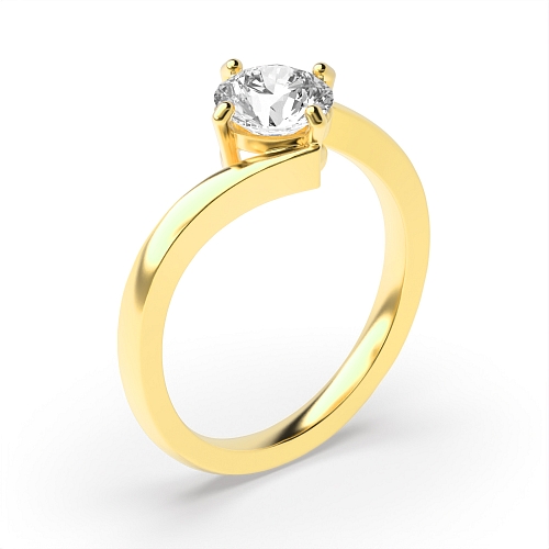 Round Yellow Gold Twist setting Engagement Rings
