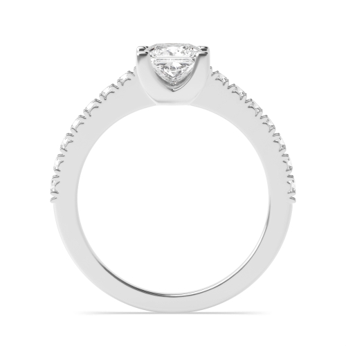 4 Prong Princess Silver Open shoulder set Engagement Rings