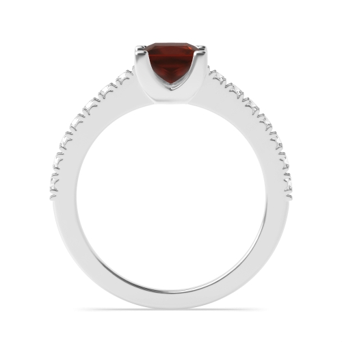 4 Prong Princess Open shoulder set Garnet Engagement Rings