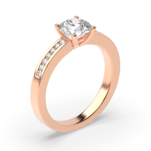4 Prong Round Rose Gold Channel set Engagement Rings