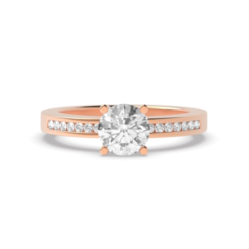 4 Prong Round Rose Gold Channel set Engagement Rings