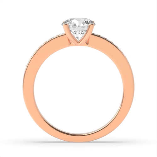 4 Prong Round Rose Gold Channel set Engagement Rings