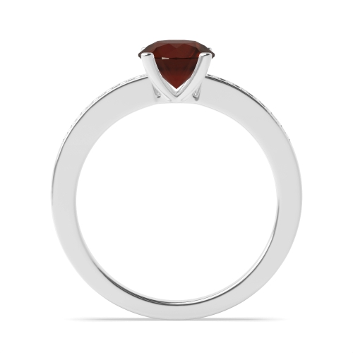 4 Prong Round Channel set Garnet Engagement Rings