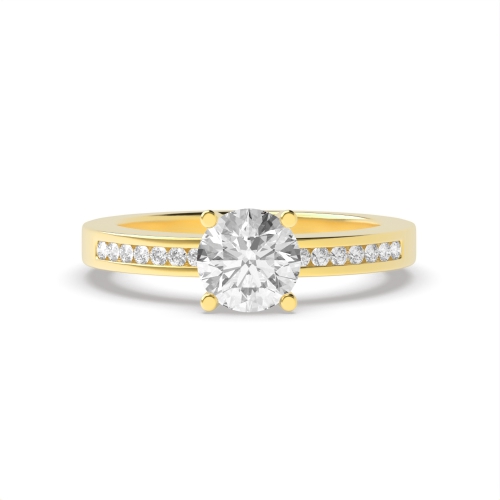 4 Prong Round Yellow Gold Channel set Engagement Rings