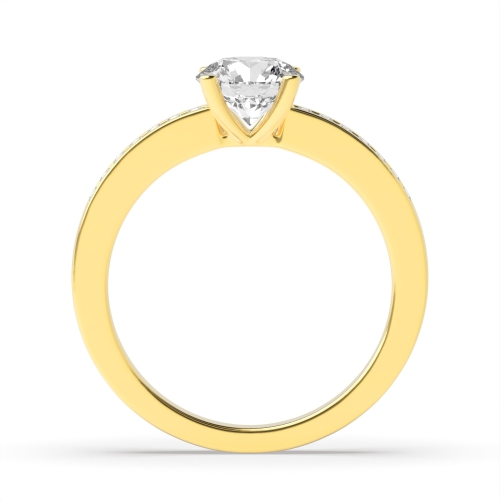 4 Prong Round Yellow Gold Channel set Engagement Rings