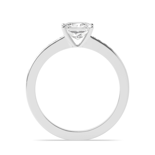 4 Prong Princess Channel Set Side Stone Engagement Ring