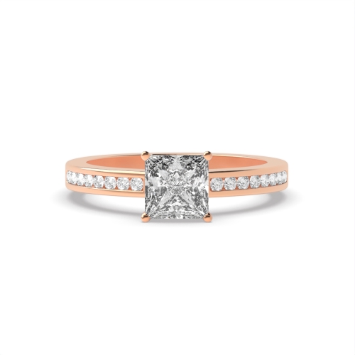 Princess Rose Gold Channel set side stone Engagement Rings