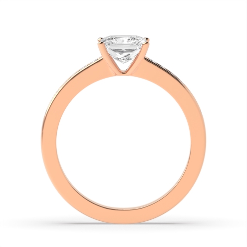 Princess Rose Gold Channel set side stone Engagement Rings