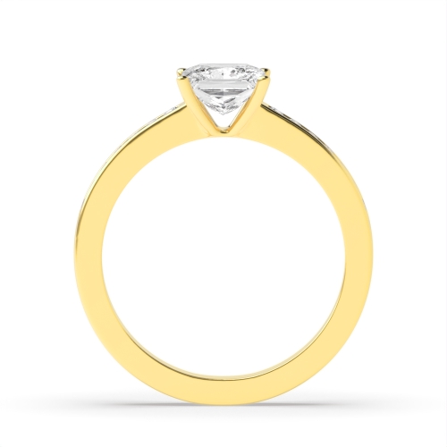 Princess Yellow Gold Channel set side stone Engagement Rings