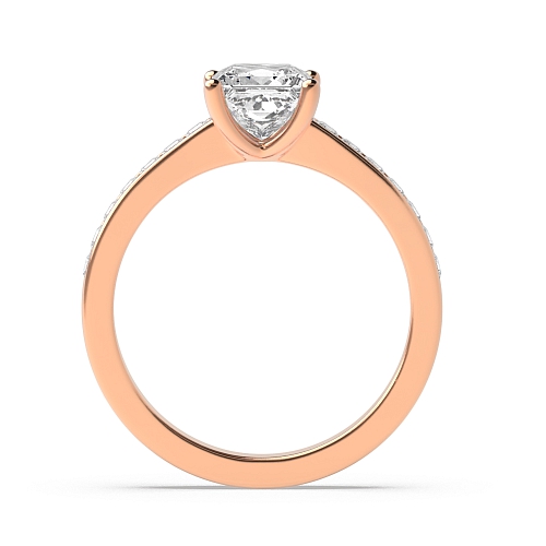 4 Prong Princess Rose Gold princess accented Engagement Rings