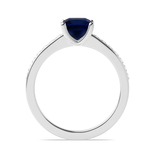4 Prong Princess princess accented Blue Sapphire Engagement Rings