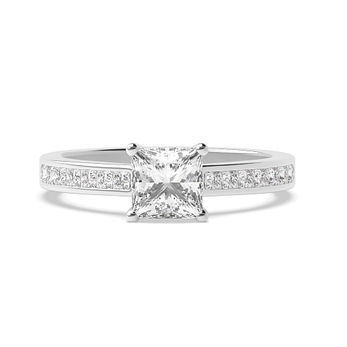 4 Prong Princess Open Setting Side Stone Engagement Ring