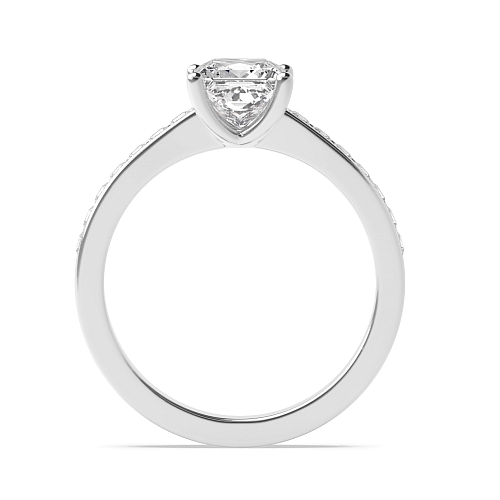 4 Prong Princess Open Setting Side Stone Engagement Ring