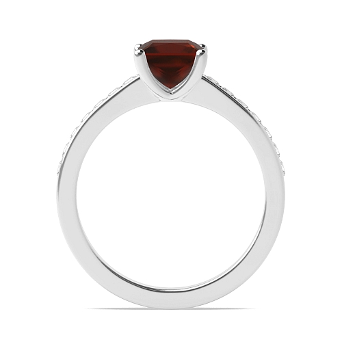 4 Prong Princess princess accented Garnet Engagement Rings