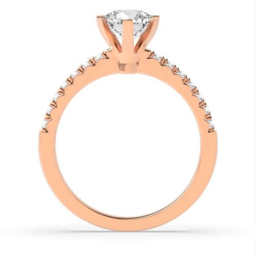 4 Prong Round Rose Gold High set side stone Engagement Rings