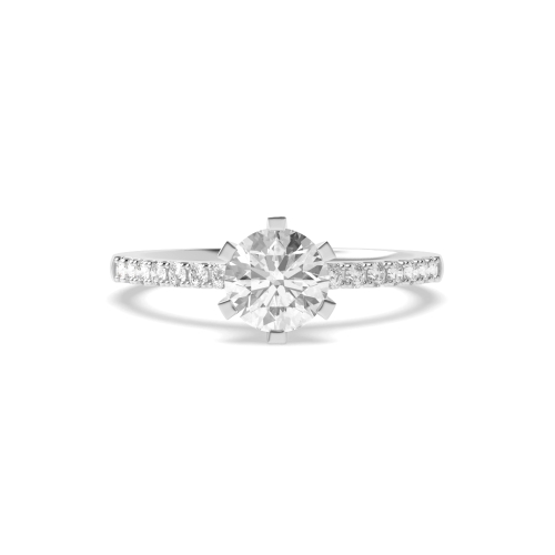 4 Prong Round High set side stone Moissanite Engagement Rings