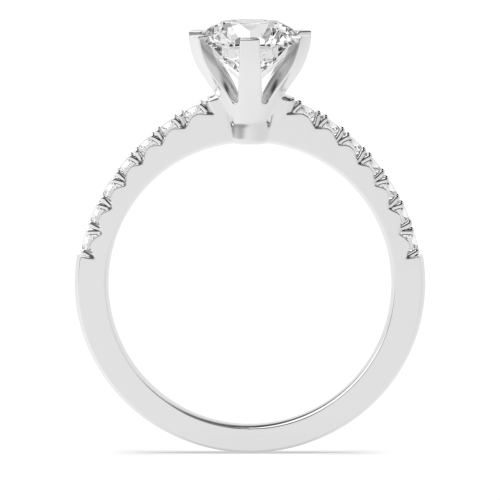 4 Prong Round High set side stone Moissanite Engagement Rings