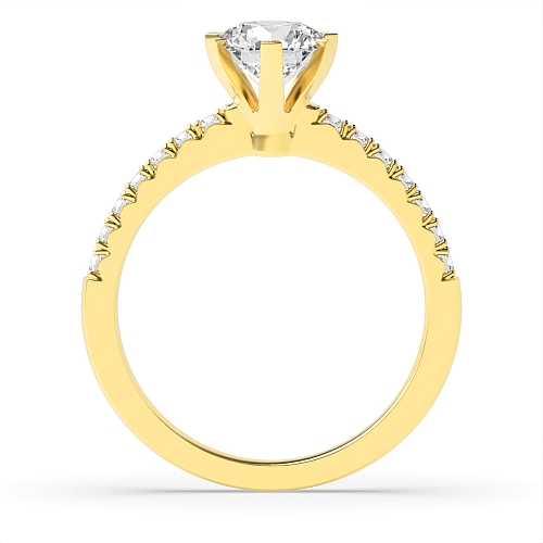 Round Yellow Gold High set side stone Engagement Rings