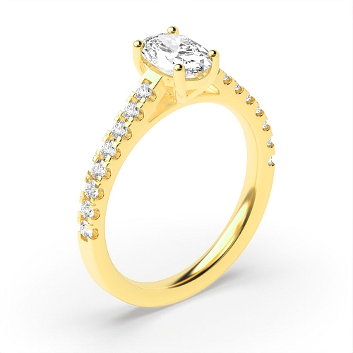 4 Prong Oval Yellow Gold Engagement Rings