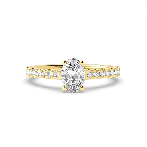 4 Prong Oval Yellow Gold Engagement Rings