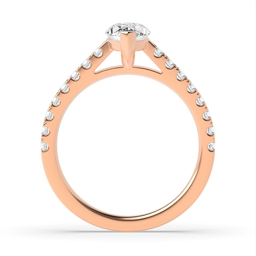 4 Prong Marquise Rose Gold V claws Engagement Rings