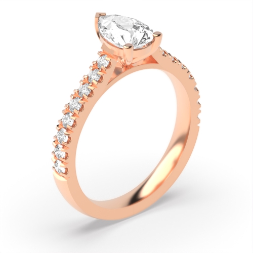 4 Prong Pear Rose Gold Solitaire Engagement Rings