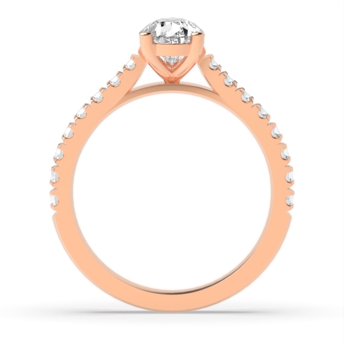 Pear Rose Gold Prong set side stone Engagement Rings