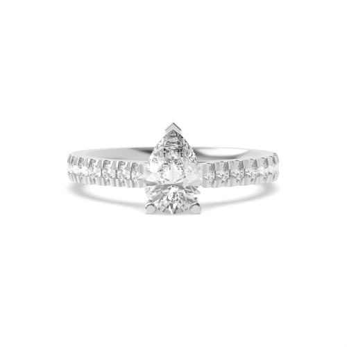 Pear Prong set side stone Naturally Mined Diamond Engagement Rings