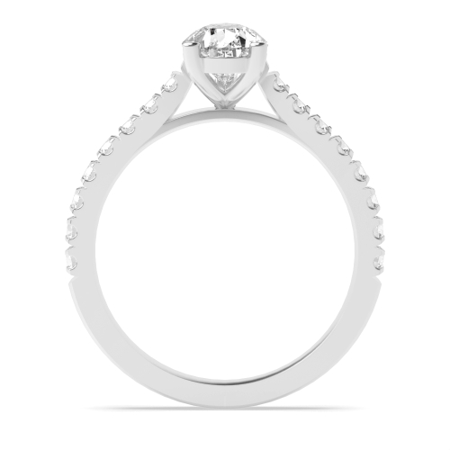 Pear Prong set side stone Naturally Mined Diamond Engagement Rings