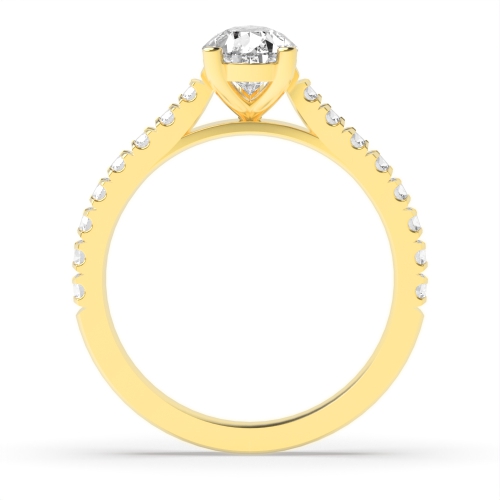 Pear Yellow Gold Prong set side stone Engagement Rings