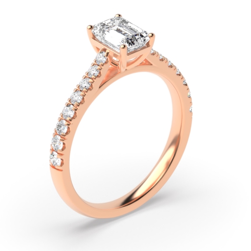 Prong Setting Emerald Side Stone Diamond Engagement Ring
