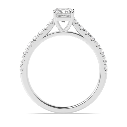 4 Emerald Prong Set Lab Grown Diamond Side Stone Engagement Ring