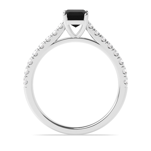 Prong set side stone Black Diamond Engagement Rings