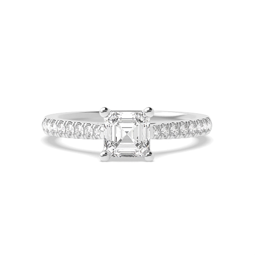 Asscher Prong set side stone Engagement Rings