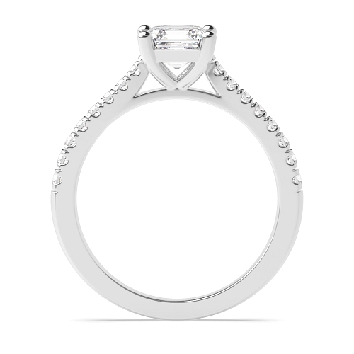 Asscher Prong set side stone Engagement Rings