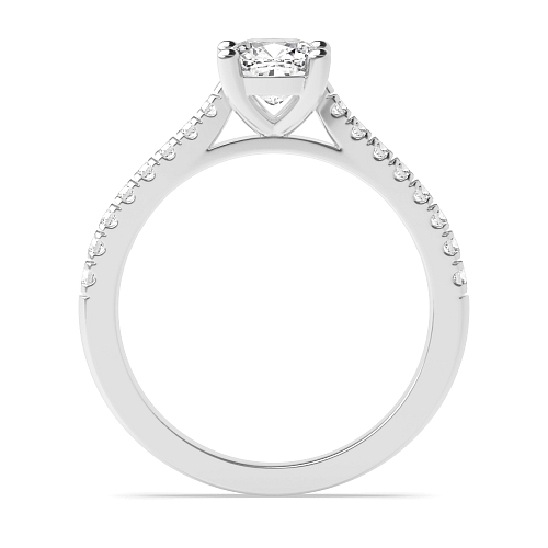 Cushion Prong set side stone Engagement Rings