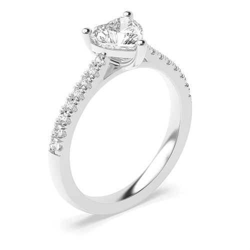 Heart Prong set side stone Engagement Rings