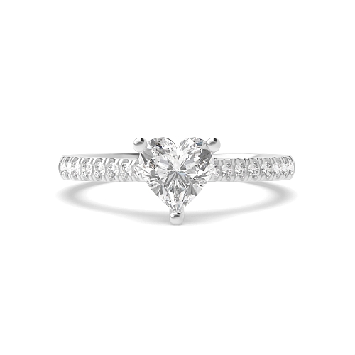 Heart Prong set side stone Engagement Rings