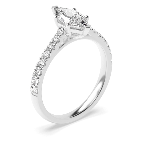 Marquise Prong set side stone Engagement Rings