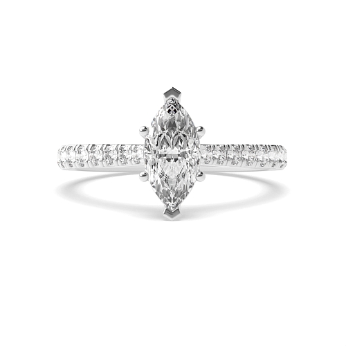 Marquise Prong set side stone Engagement Rings