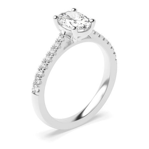 Oval Prong set side stone Side Stone Engagement Rings